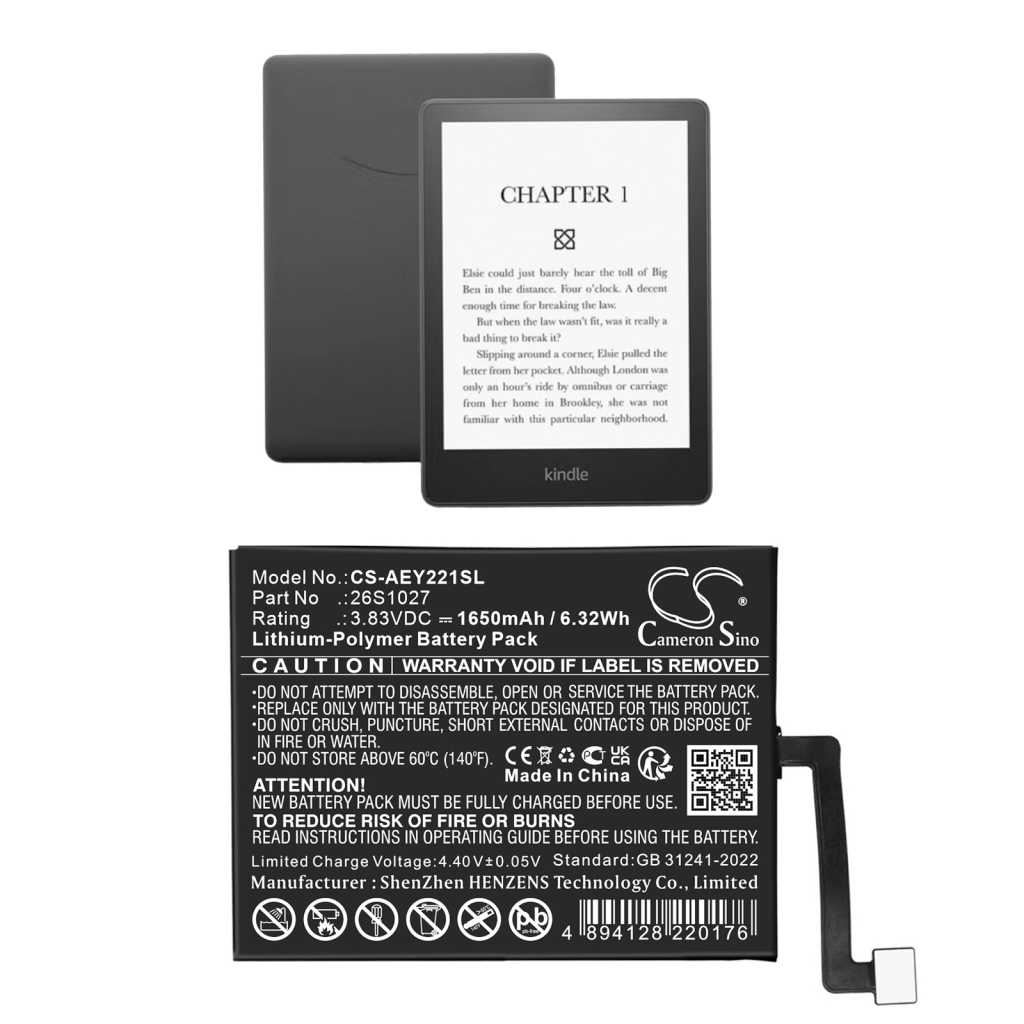 Batérie pre elektronické knihy, elektronické čítačky Amazon CS-AEY221SL