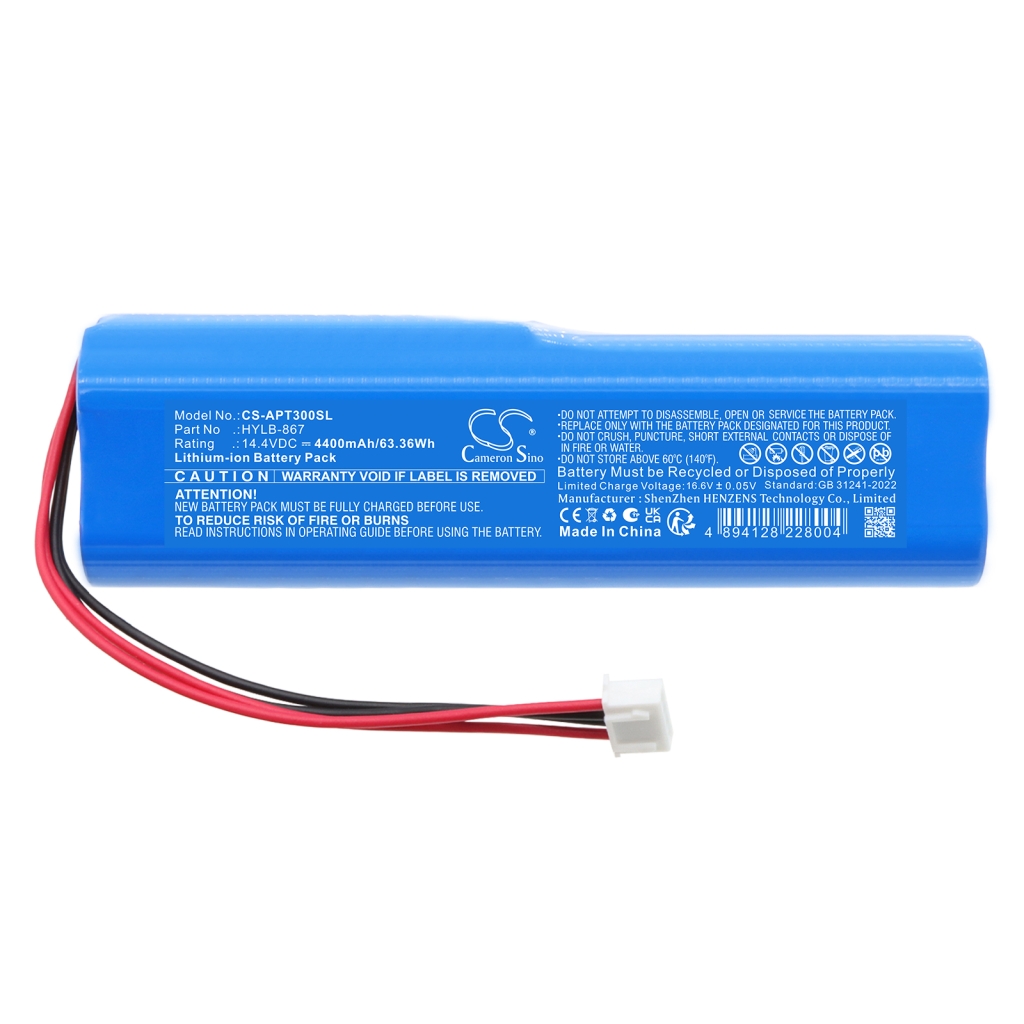 Cameron Sino CS-APT300SL 14.4V 4400mAh battery label side with connector