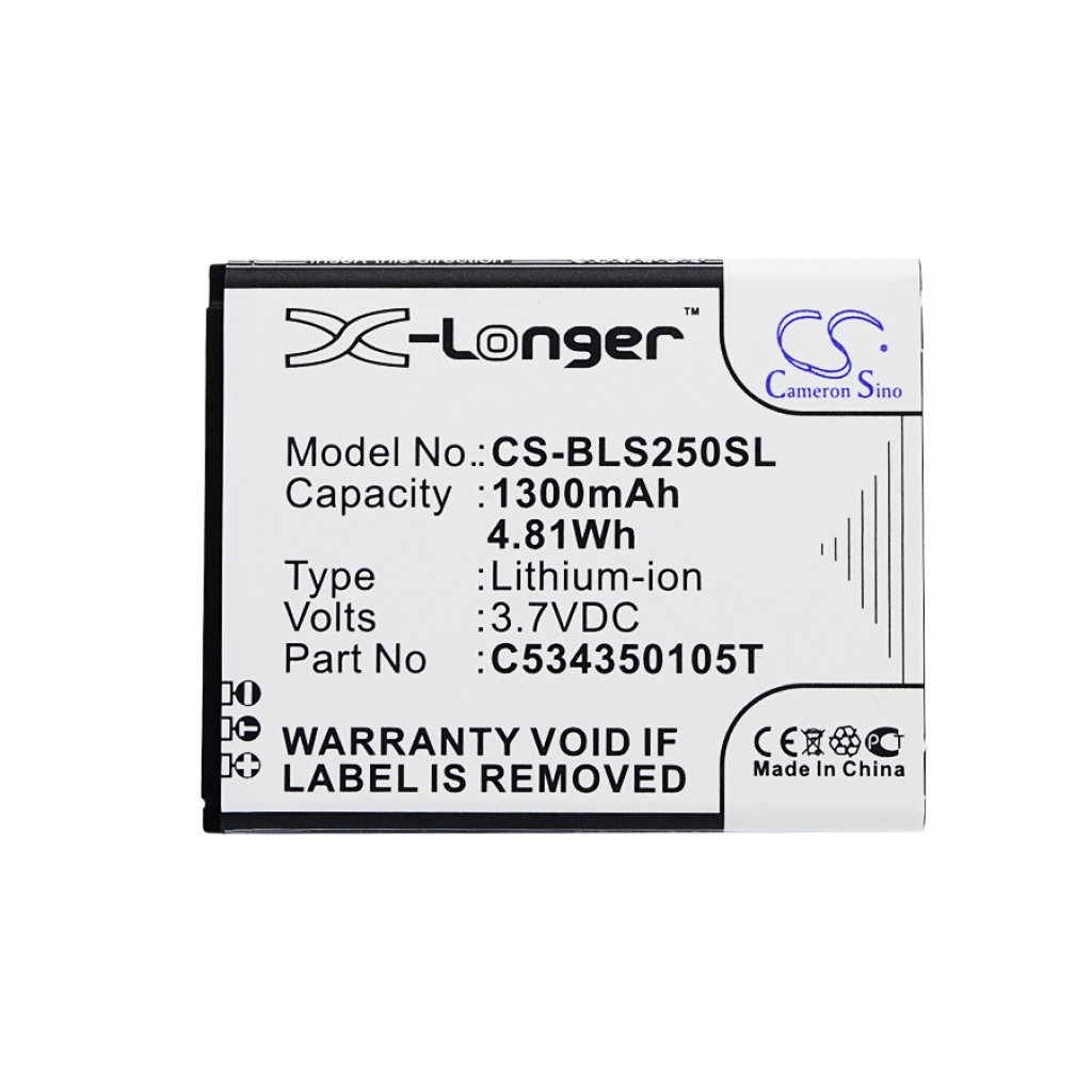Cameron Sino CS-BLS250SL phone battery – front label with specs