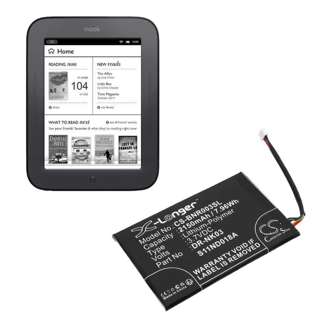 Batérie pre elektronické knihy, elektronické čítačky Barnes & noble CS-BNR003SL