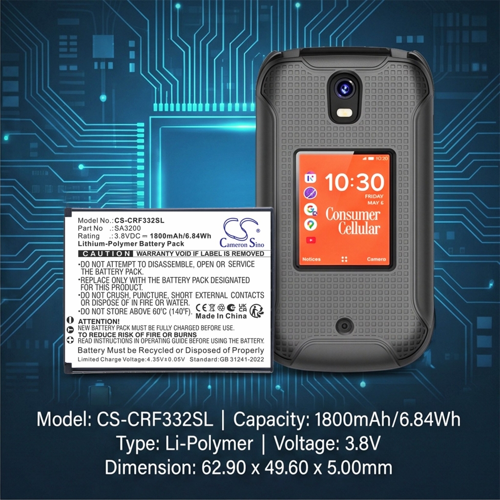 Batérie kompatibilné s Consumer Cellular Iris Flip CS-CRF332SL