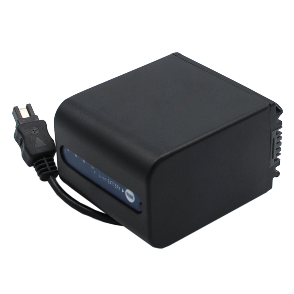 CS-FV100T boční pohled se štítkem 7,4V 1950mAh, Sony konektor visí dole
