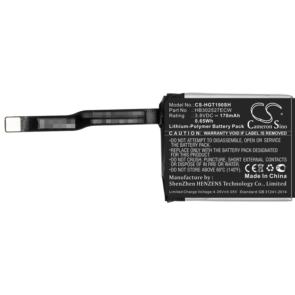 Batérie pre inteligentné hodinky Huawei CS-HGT190SH