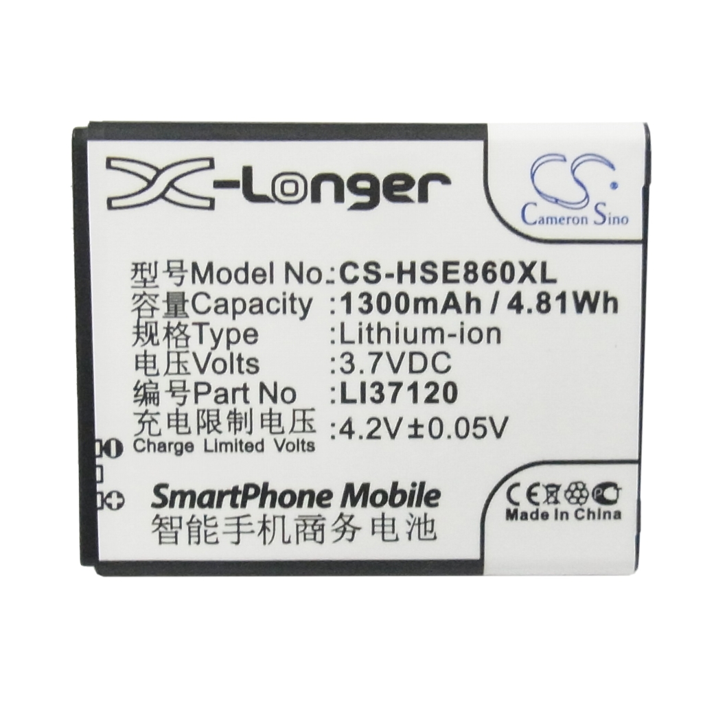 Cameron Sino X-Longer CS-HSE860XL priamy pohľad na predný štítok: 3,7V 1300mAh