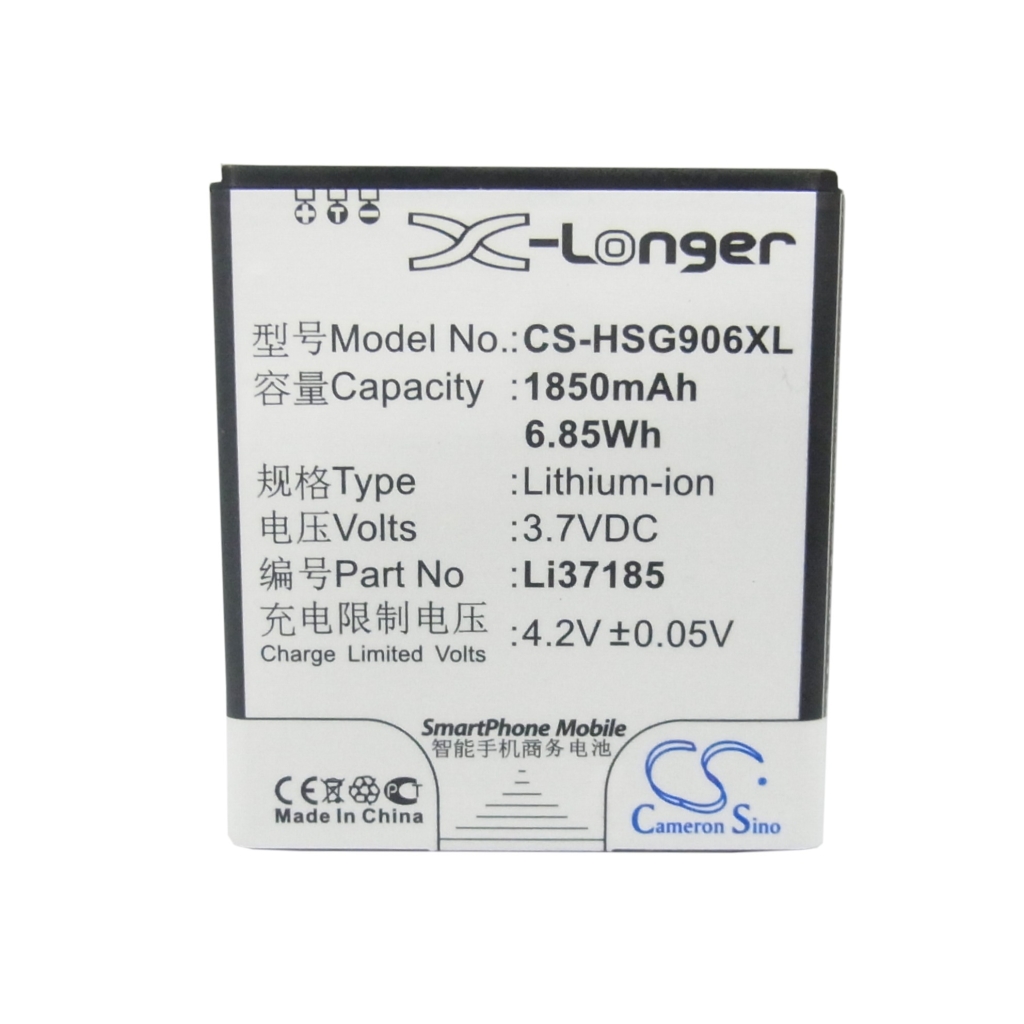 Cameron Sino X-Longer CS-HSG906XL priamy pohľad na predný štítok: 3,7V 1850mAh