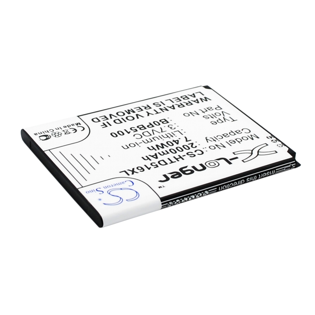 Cameron Sino CS-HTD516XL šikmý zadný pohľad na zadnú stranu štítku s logom Cameron Sino: 3,7VDC 2000mAh 7,40Wh