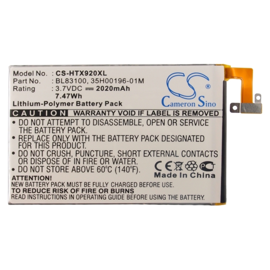 Mobile Phone Battery compatible with HTC CS-HTX920XL