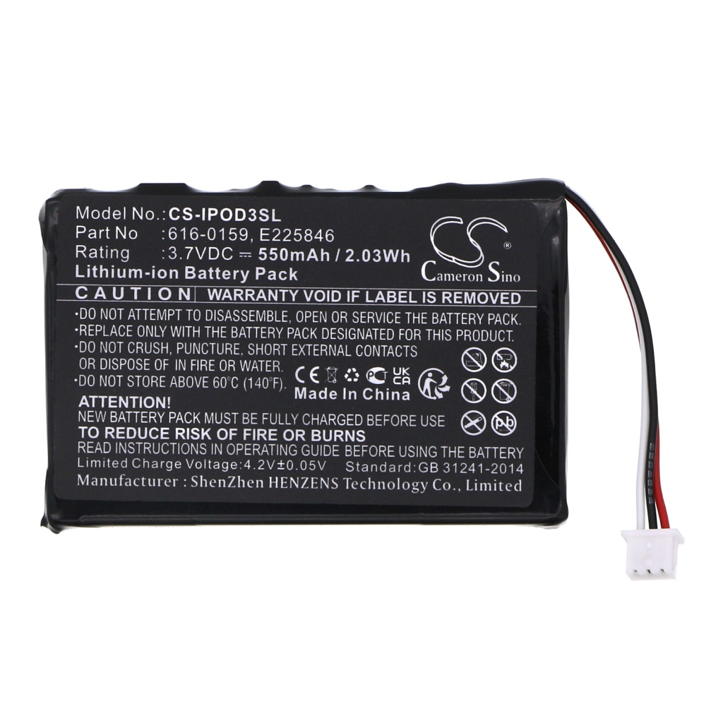 Baterie kompatibilní s Apple iPOD 10GB M8976LL/A 15GB M9460LL/A 20GB M9244LL/A CS-IPOD3SL