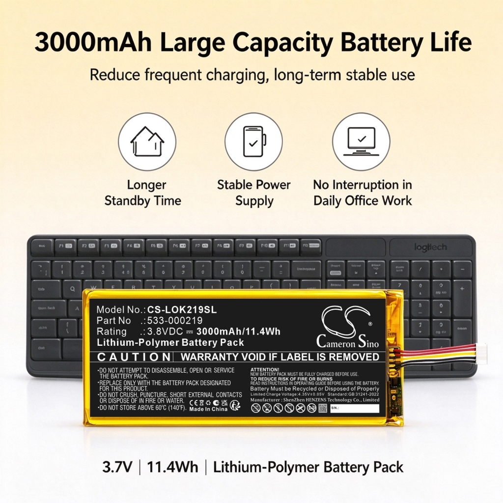 Baterie kompatibilní s Logitech Keyboard Mo CS-LOK219SL