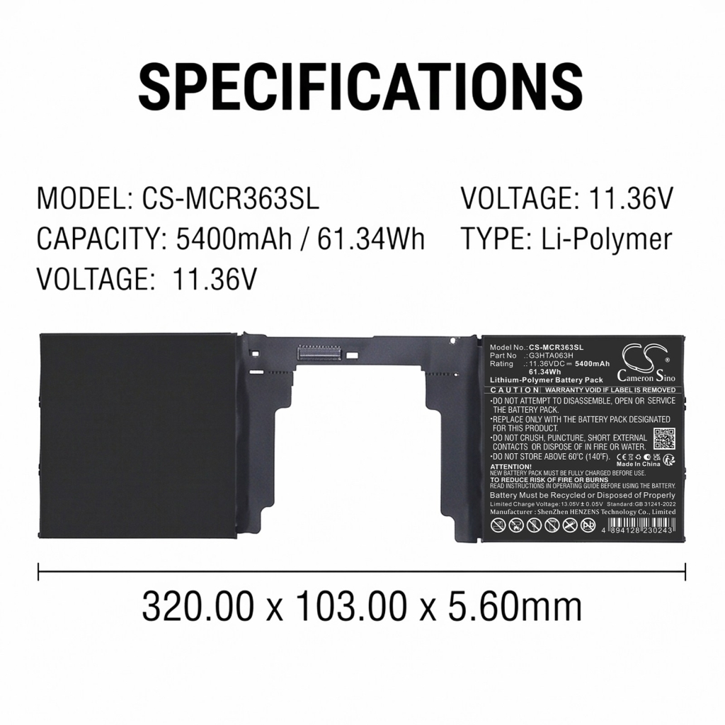 Baterie kompatibilní s Microsoft Surface Book 3 15 inch CS-MCR363SL