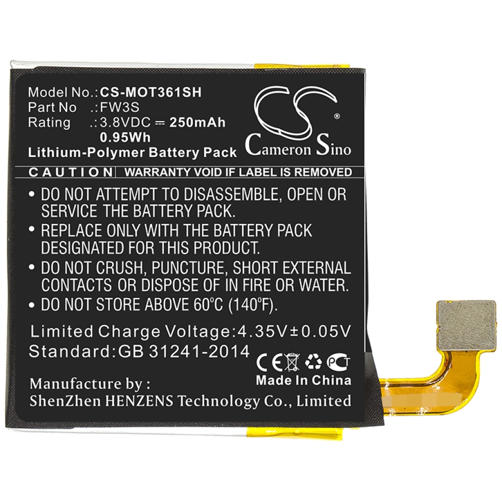 Batérie pre inteligentné hodinky Motorola CS-MOT361SH