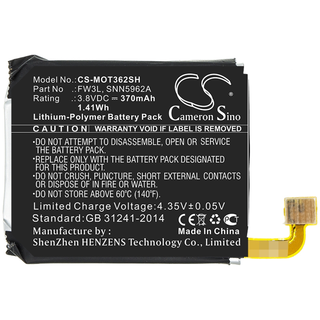 Batérie pre inteligentné hodinky Motorola CS-MOT362SH