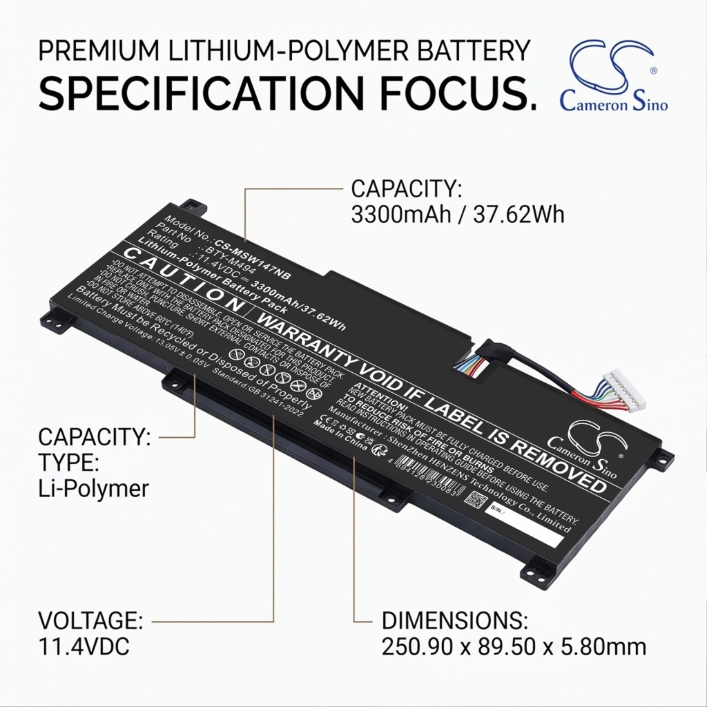 Baterie kompatibilní s MSI CS-MSW147NB