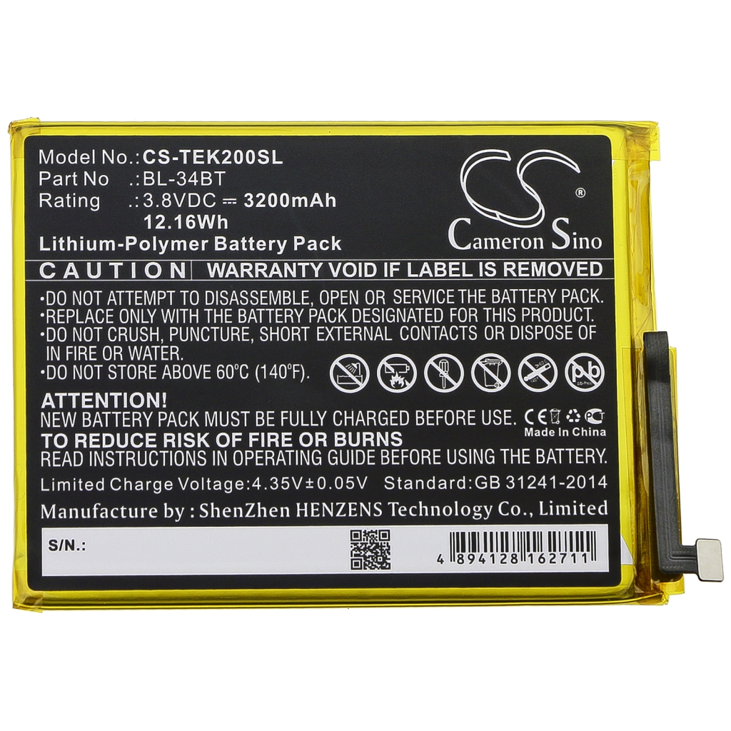 Batérie pre mobilné telefóny Tecno CS-TEK200SL