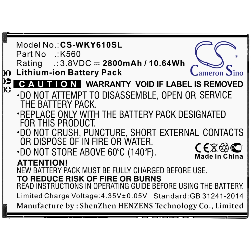Batérie pre mobilné telefóny Wiko CS-WKY610SL