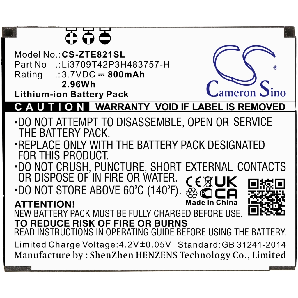 Batérie pre mobilné telefóny ZTE CS-ZTE821SL